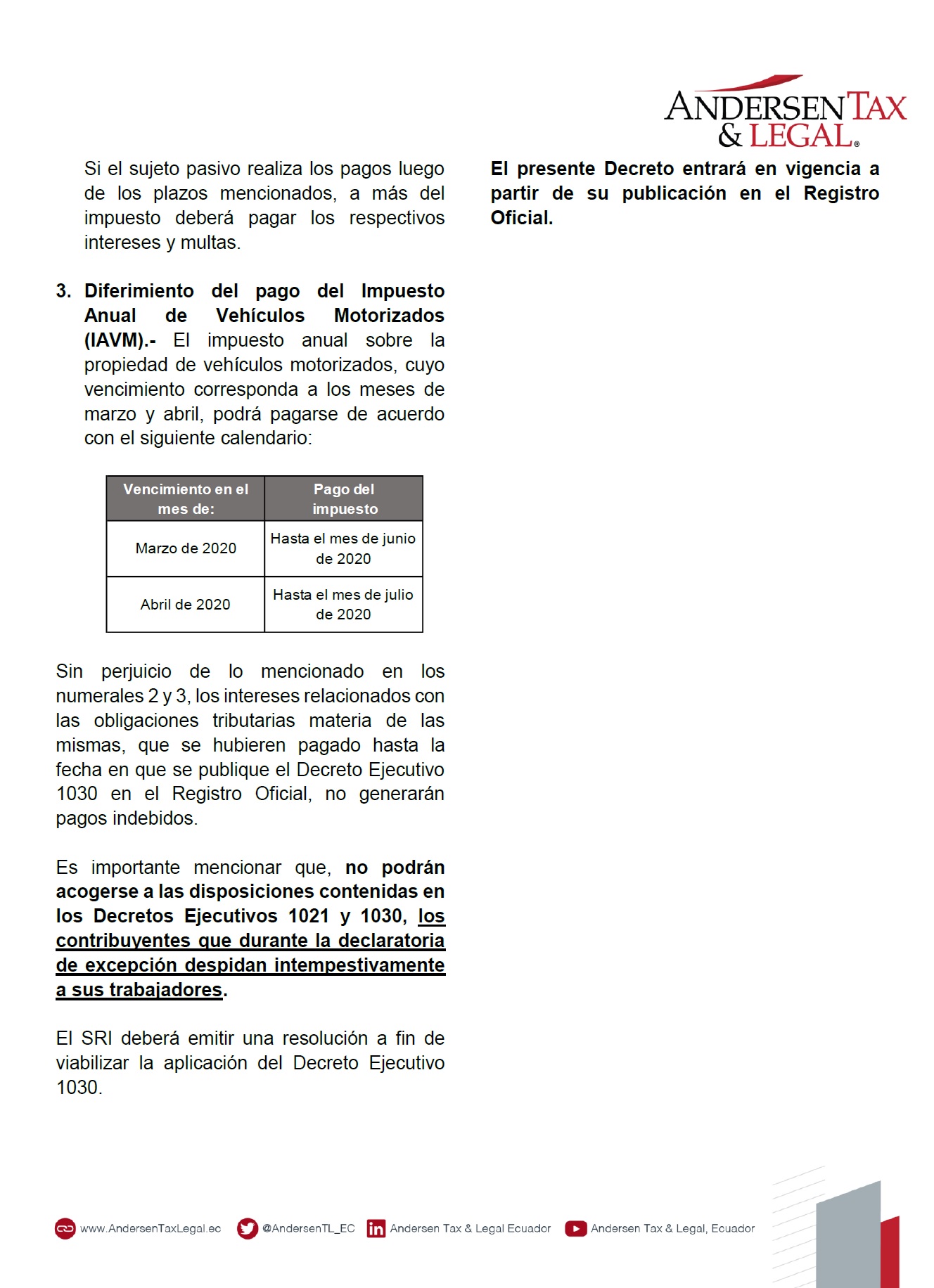 Diferimiento Del Pago De Obligaciones Tributarias Ante El Sri Andersen