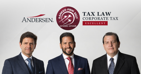 Mauricio Durango, Mario Orellana Beltrán y Pablo Guevara Rodríguez, socios de Andersen in Ecuador, con el sello Excellent de Leaders League 2027